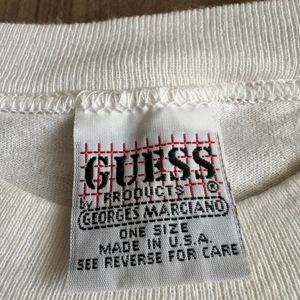 Vintage Guess Jeans T-Shirt Men's Size M White 1990s America Embroidered - Picture 3 of 8